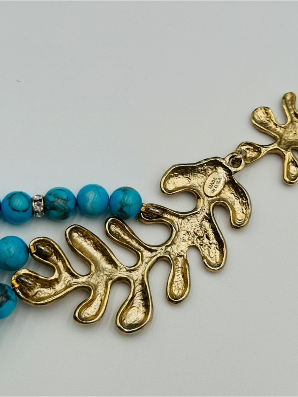 Oscar de la Renta Natural Turquoise statement necklace circa early 2000's - Picture 5 of 9